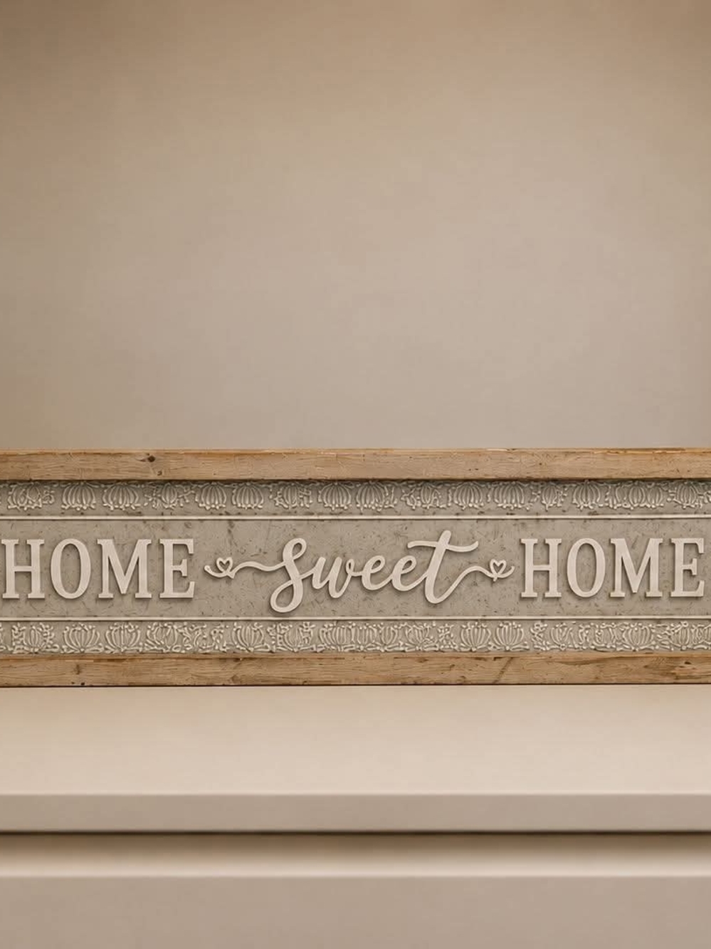 Source Unknown Home Sweet Home Sign in Beige and White